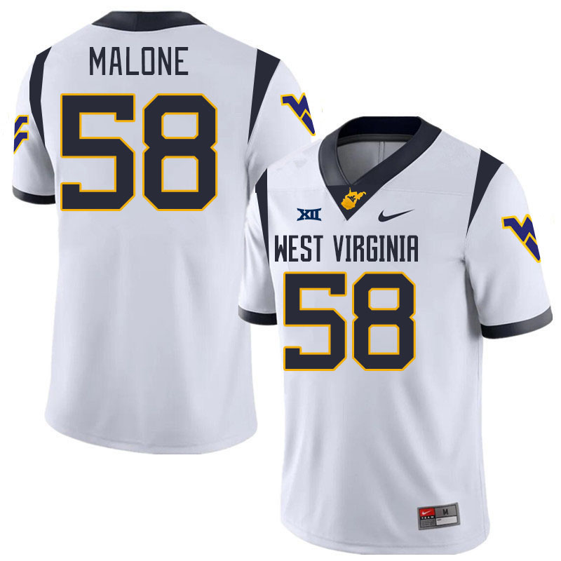 #58 Nick Malone West Virginia Mountaineers College 2024 New Uniforms Football Jerseys Stitched Sale-White